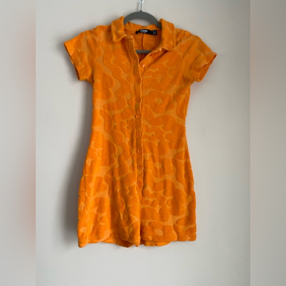 Jaded London Orange Short Sleeve Terry Romper
